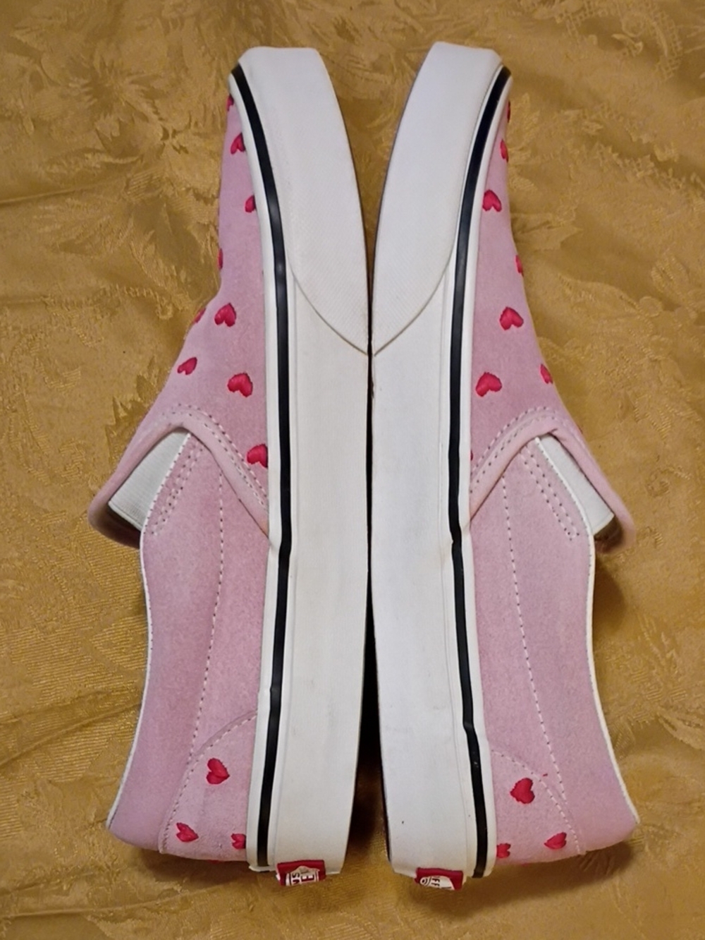 VANS Slip-On Pink Leather Suede with Red Hearts Women's 8.0 Men's 6.5 - Picture 8 of 15
